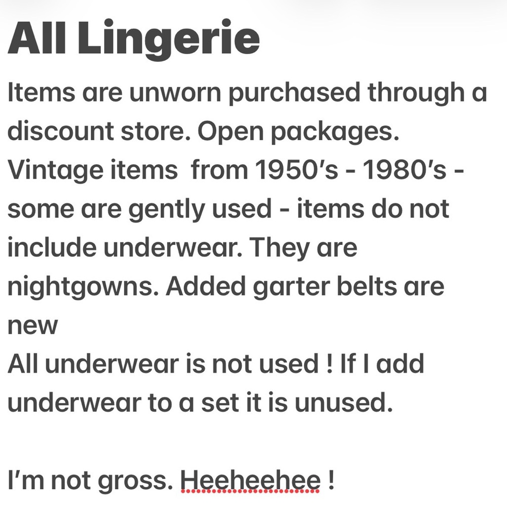 Lingerie Seller Terms